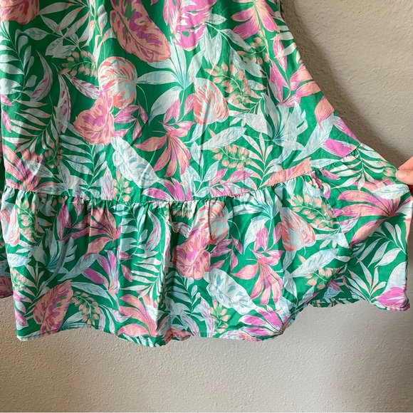 Terra & Sky Off The Shoulder Dress Women’s Plus Size 4X Green Tropical Ruffle - Picture 6 of 14